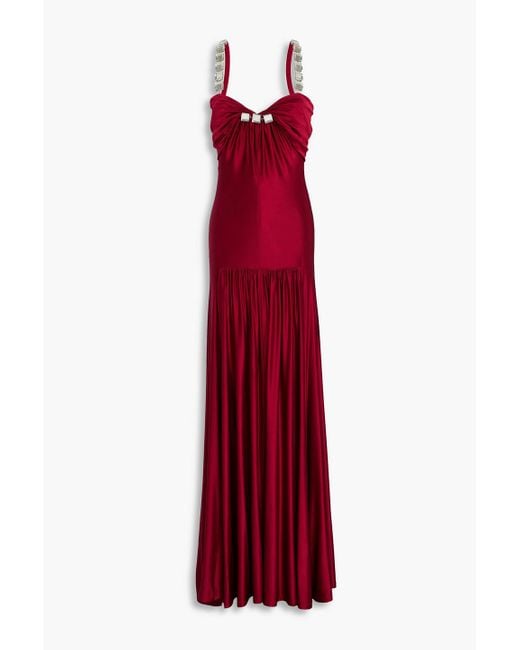 Rabanne Red Crystal-embellished Jersey Maxi Dress