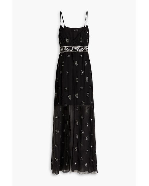 Amiri Black Embellished Silk-chiffon Maxi Dress