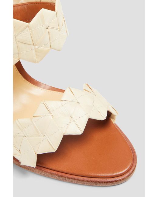 Alexandre Birman Pink Emilia Leather And Raffia Sandals