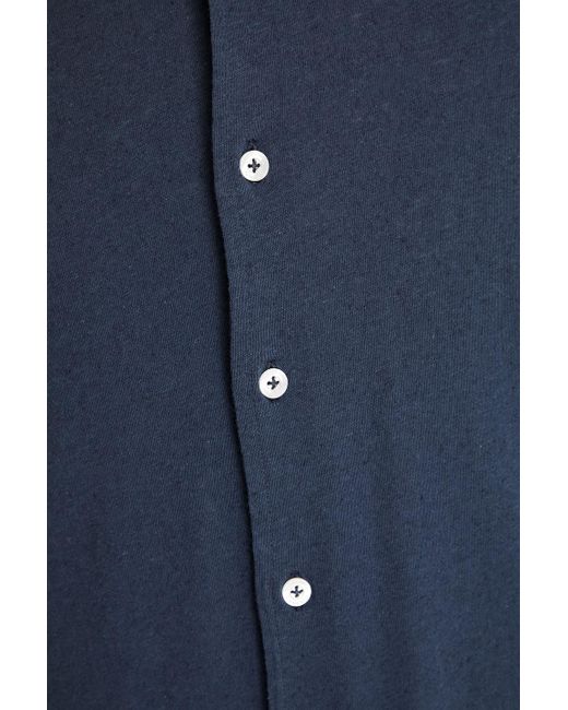 Frescobol Carioca Blue Marcio Cotton And Linen-blend Jersey Shirt for men