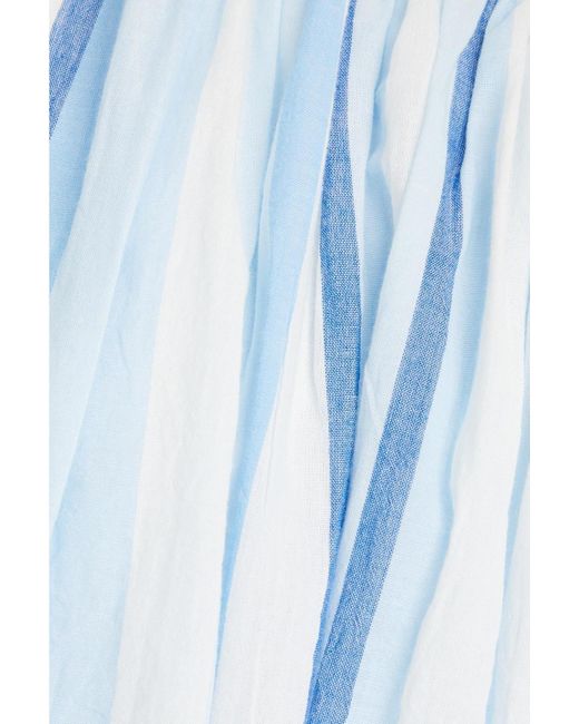 Claudie Pierlot Blue Striped Cotton-mousseline Mini Dress