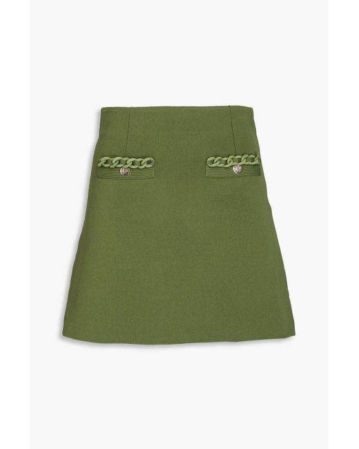 Maje Green Chain-embellished Knitted Mini Skirt