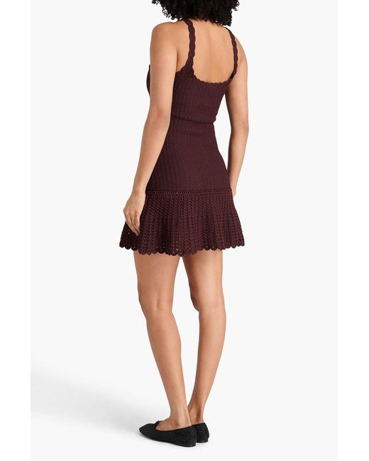 Claudie Pierlot Red Embellished Pointelle-knit Mini Dress