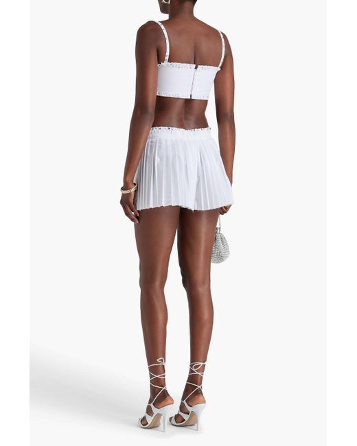 Rabanne White Shorts aus popeline aus einer baumwollmischung mit nieten und falten