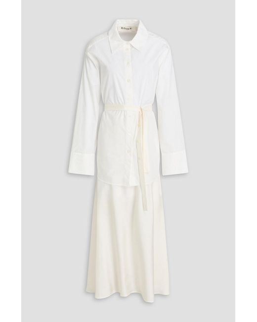 Rohe White Twill-paneled Cotton-poplin Midi Shirt Dress