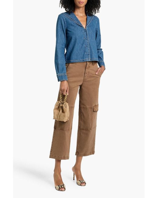 FRAME Brown The Station Cropped Twill Cargo Pants