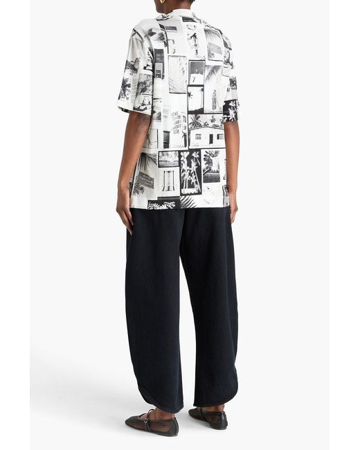 Farm Rio Gray Printed Cotton-Jersey T-Shirt
