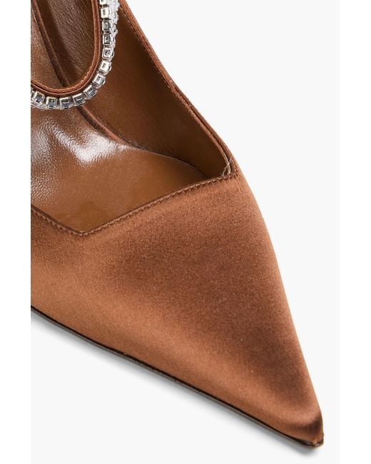 Giuseppe Zanotti Brown Crystal-embellished Satin Mary Jane Pumps