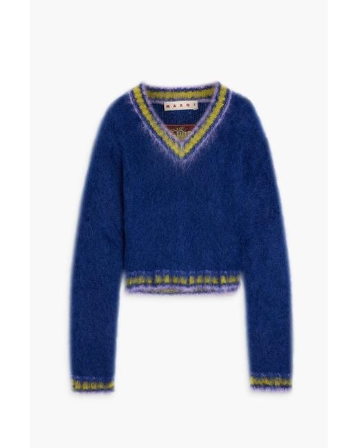 Marni Blue Striped Mohair-blend Sweater