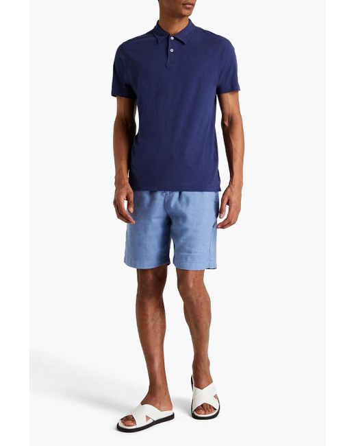Frescobol Carioca Blue Cotton And Linen-blend Jersey Polo Shirt for men