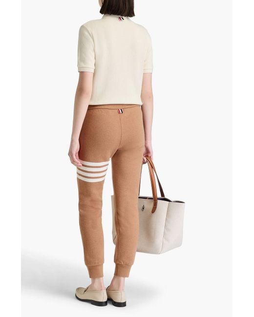 Thom Browne Natural Track pants aus einer baumwollmischung mit streifen
