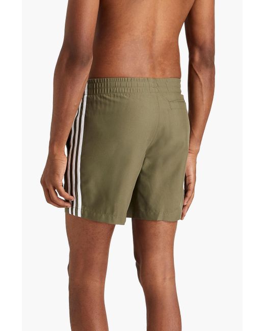 Adidas Originals Green Short-length Striped Swim Shorts for men