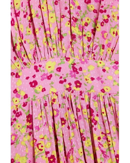 ROTATE BIRGER CHRISTENSEN Pink Midikleid aus jacquard mit floralem print