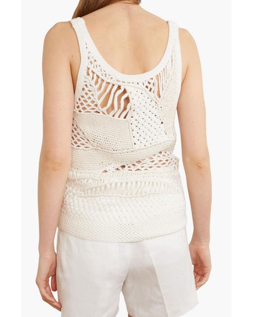 Chloé Natural Crocheted Wool And Silk-blend Tank