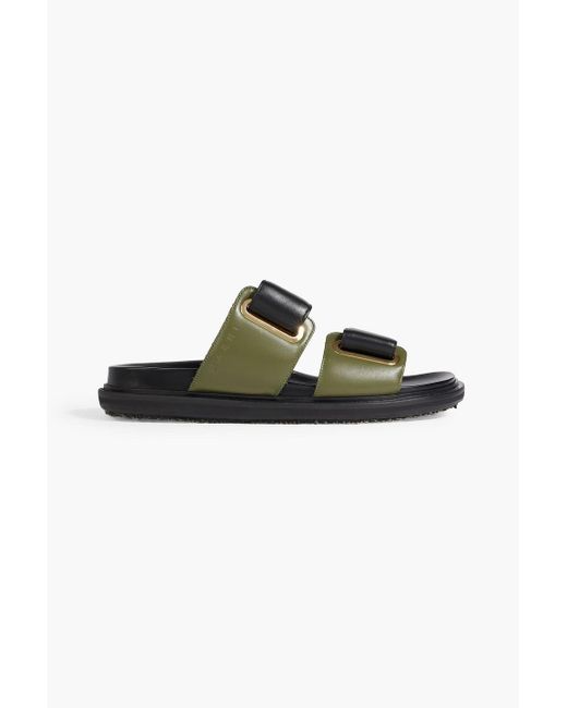 Marni Green Two-tone Padded Leather Sandals