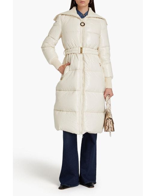 Zimmermann Natural Belted Quilted Vinyl Down Coat