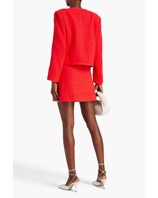 Theory Red Cotton-blend Tweed Mini Skirt