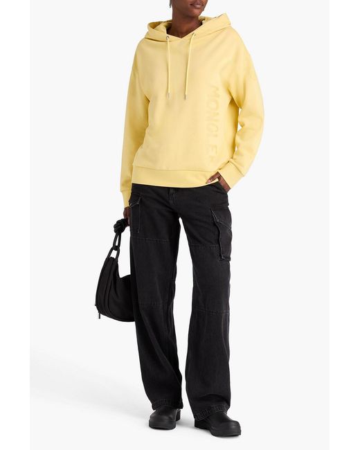 Moncler Yellow Printed Cotton-Blend Fleece Hoodie