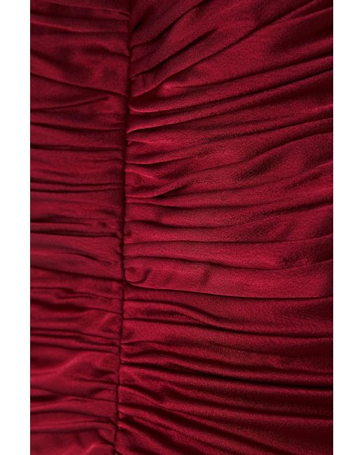 Rasario Red Ruched Satin Mini Dress