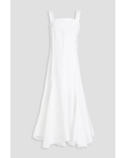 Victoria Beckham White Cotton-blend Poplin Midi Dress