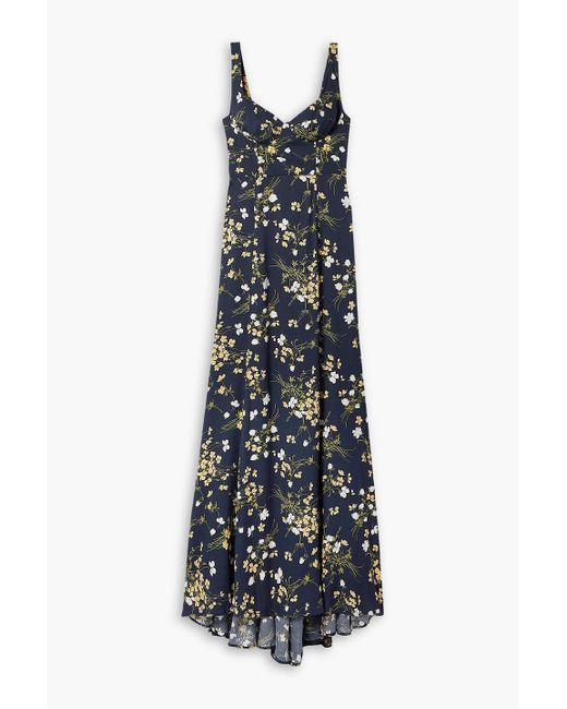 Reformation Blue Lecce Printed Crepe Maxi Dress