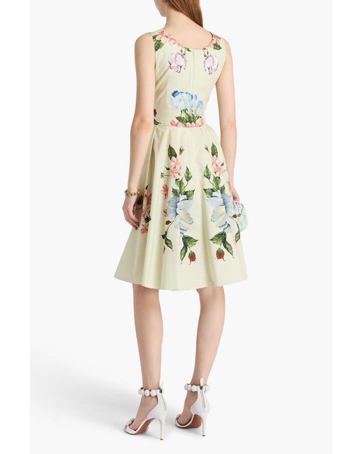 Dolce & Gabbana White Pleated Floral-print Cotton-poplin Dress