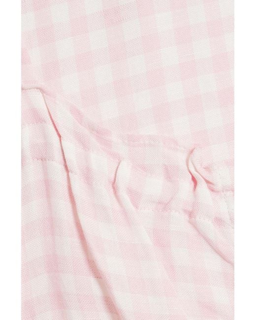 Sleeper Pink Brigitte midikleid aus einer leinenmischung mit gingham-karo