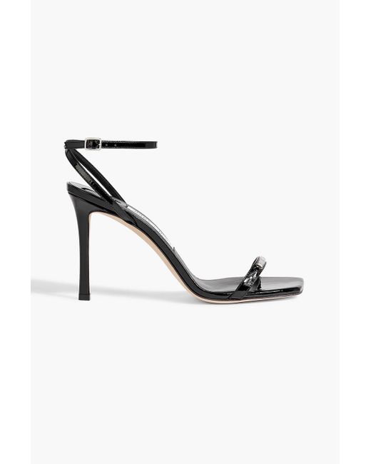 【JIMMY CHOO】 Jaxon 95 パテントレザー サンダル JIMMY CHOO Jaxon 95 embellished patent-leather sandals | THE