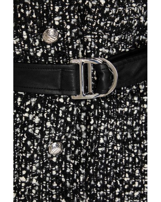 Maje Black Belted Boucle-tweed Jacket