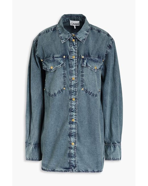 Ganni Blue Cotton-Poplin Shirt