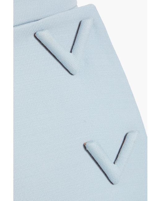 Valentino Garavani Blue Skirt-effect Embellished Wool And Silk-blend Shorts