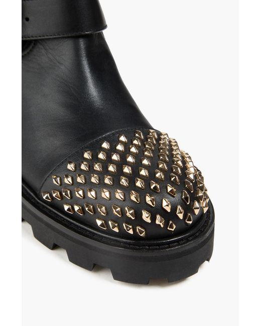 Jimmy Choo Black Biker Ii Studded Leather Ankle Boots