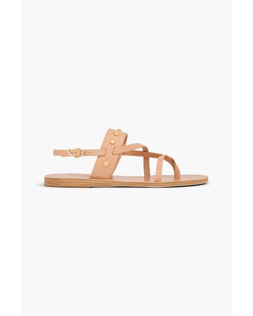 Ancient Greek Sandals Natural Alethea Studded Leather Slingback Sandals