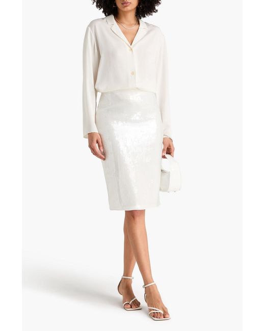 Theory White Silk Crepe De Chine Shirt