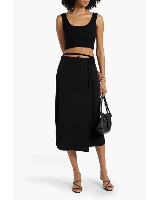 Loulou de Saison Black Iris Cropped Cable-Knit Wool And Cashmere-Blend Tank