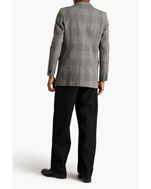 Emporio Armani Gray Double-breasted Prince Of Wales Checked Wool Blazer for men