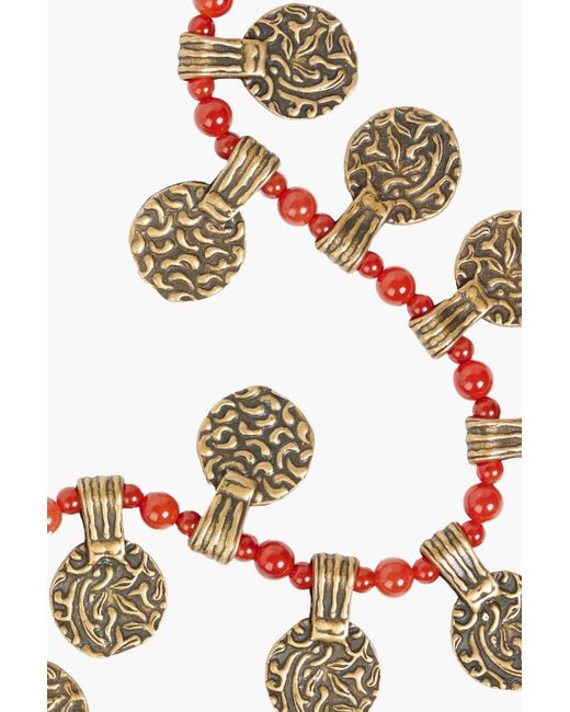 Etro Red Gold-tone Beaded Necklace