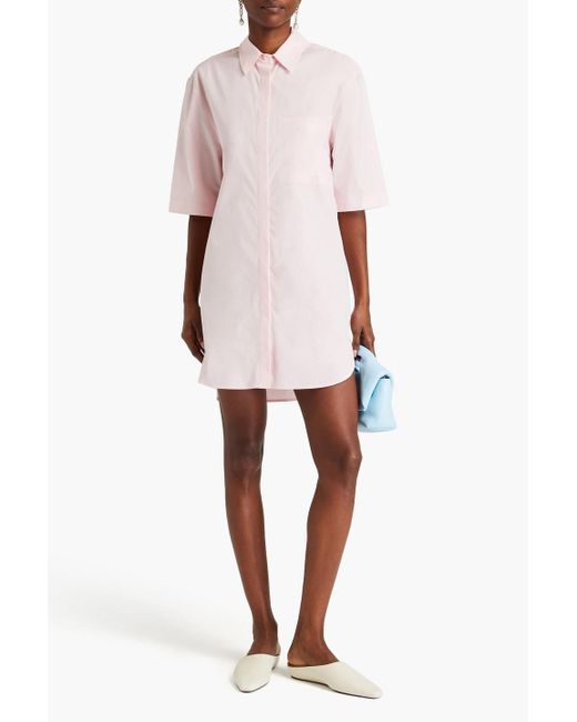 Loulou Studio Pink Evora Cotton Mini Shirt Dress