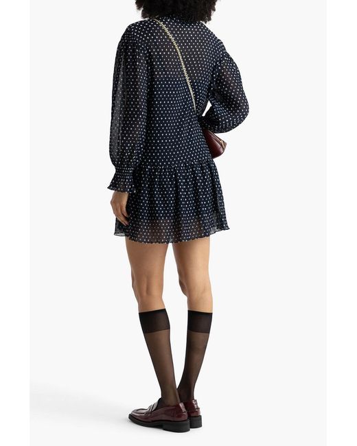 Sandro Blue Polka-dot Fil Coupé Georgette Mini Dress