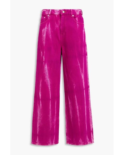Ganni Pink Bleached High-Rise Wide-Leg Jeans