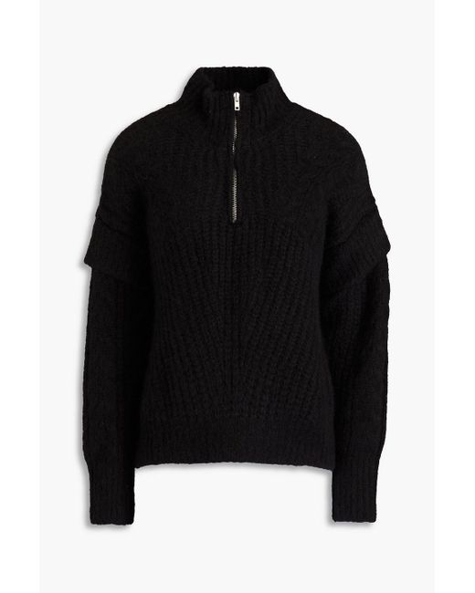 IRO Black Jilana Cable-knit Half-zip Sweater