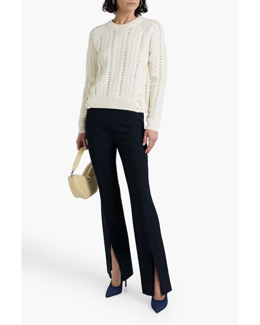 10 Crosby Derek Lam White Aitana Lace-up Cable-knit Wool Sweater