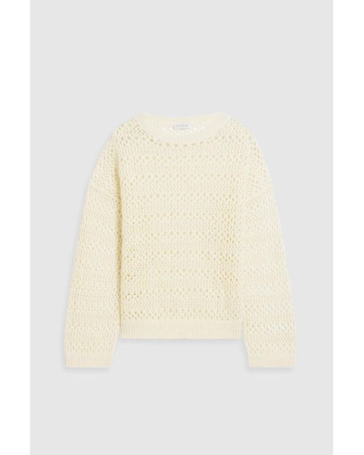 Brunello Cucinelli Natural Open-Knit Linen And Silk-Blend Sweater