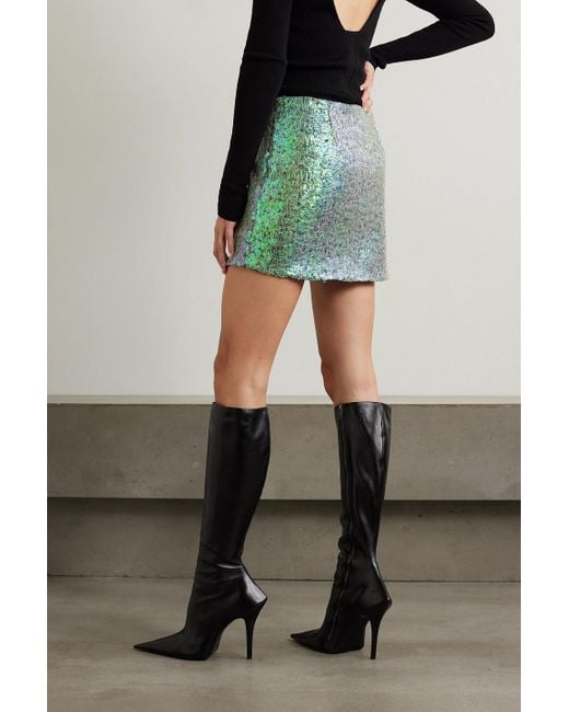 Helmut Lang Green Sequined Mesh Mini Skirt