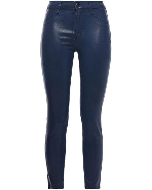 J Brand Denim Coated High-rise Skinny Jeans in Dark Denim (Blue) - Lyst
