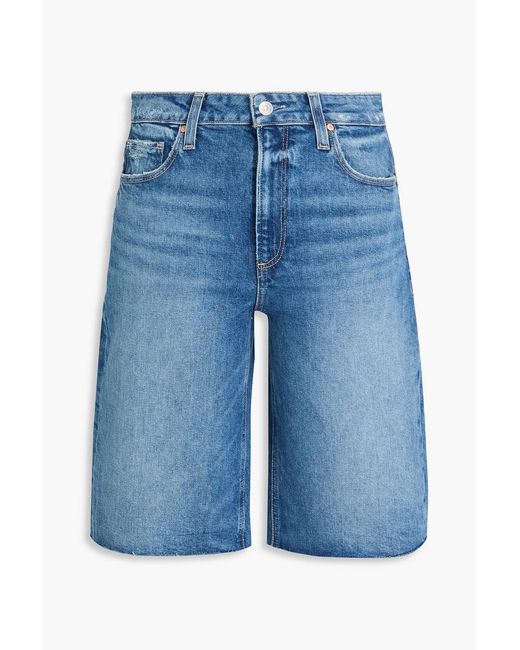 PAIGE Blue Cadee Frayed Denim Shorts