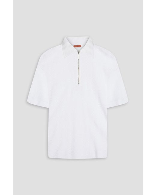 Missoni White Crochet-knit Cotton-blend Polo Shirt for men