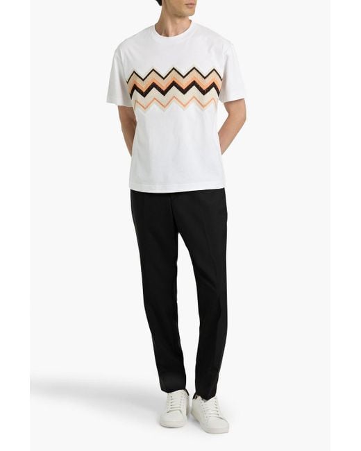 Missoni White Knit-Paneled Cotton-Jersey T-Shirt for men