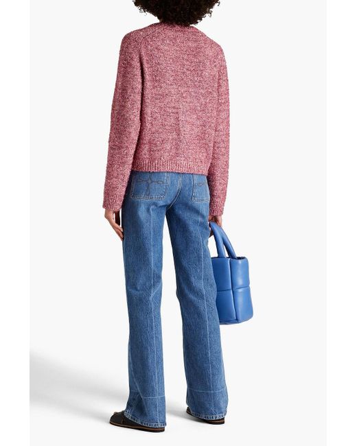 Ganni Red Metallic Knitted Cardigan