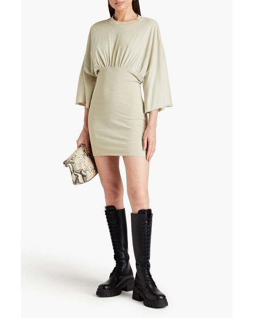 Rick Owens Natural Gathered Cotton-jersey Mini Dress